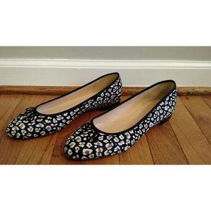 JCrew $268 Kiki Leopard Calf Hair Ballet Flats Sz 8.5 Grey Brown F5512 New